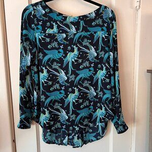 Ladies Loft Roll Tab Long Sleeved Blouse Size XSP Pre-owned Peacock Boa…‎